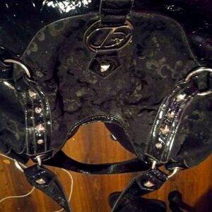 Black leather y2k deréon bag